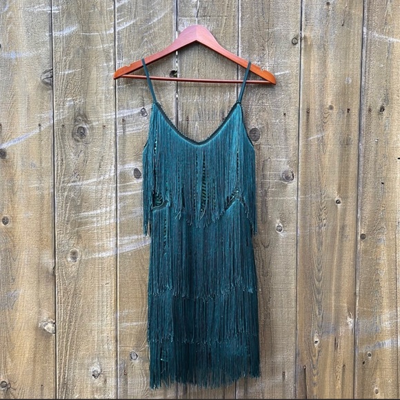 Emerald Green Sequin Fringe Bodycon Mini Dress 🌿 - Picture 7 of 10